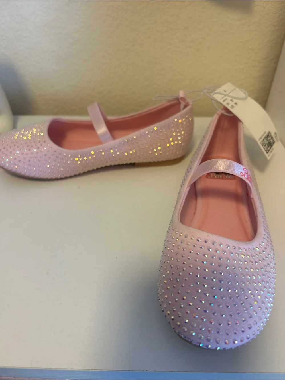 Barbie Light Pink Rhinestone Flats for Kids